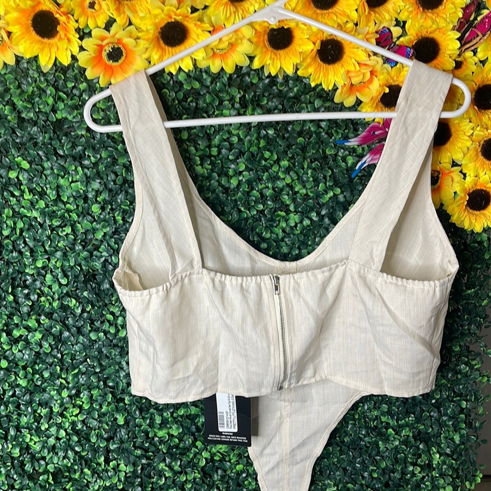 Plus Cream Woven Curved Hem Top